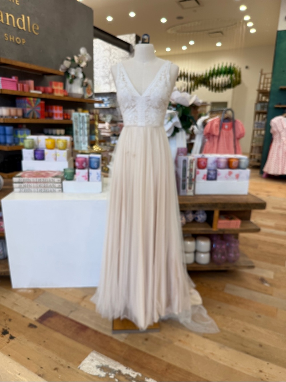 Anthropologie Ivory Lace Bodice Chiffon A-Line Wedding Dress